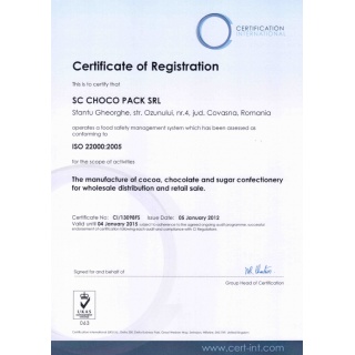 Certificat ISO 22000 - 2005