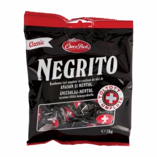 Negrito – Bomboane tari umplute cu conținut de ulei anason și mentol, 70 g