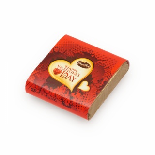 Pătrățel Valentine`s Day din ciocolată cu lapte de mărime 3,5 × 3,5, 10 g